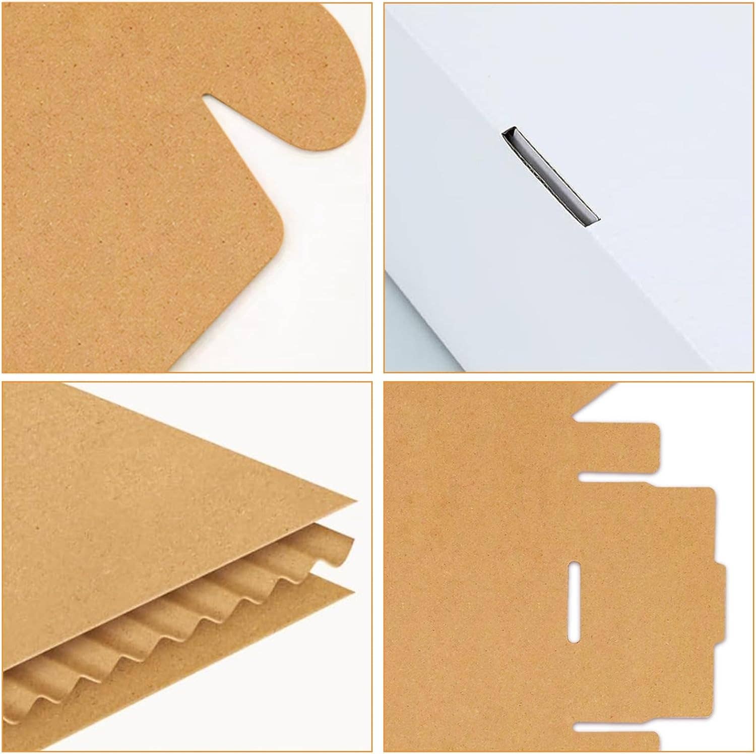 Zakka – Engroshandel Gaveæske – 100 stk. bølgepap leveringsæsker i hvid med brun inderside i kraftpapir2