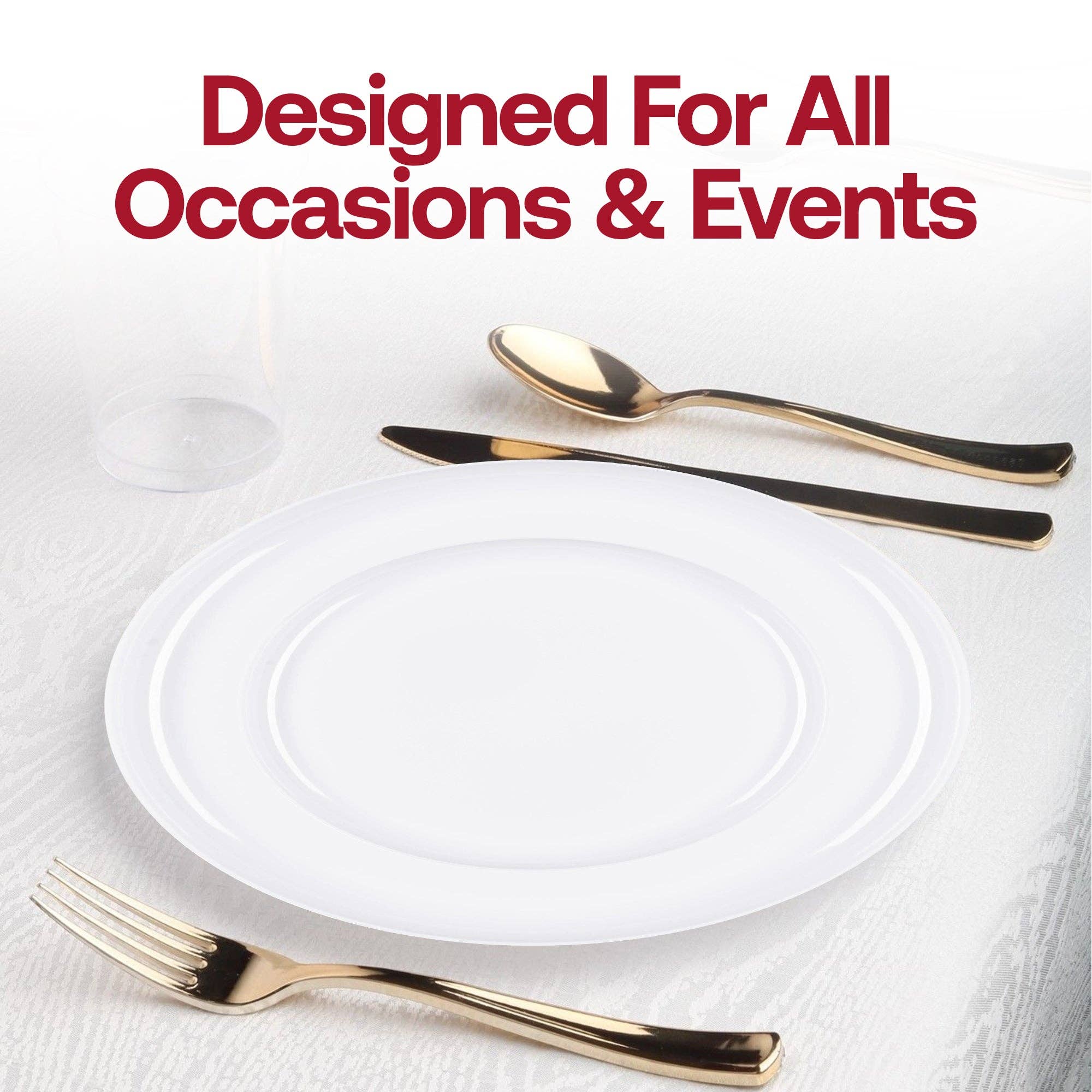 Smarty had a Party - Wholesale Disposable Plate - 10" White Flat Round Plastic Dinner Plates - 10 pcs5