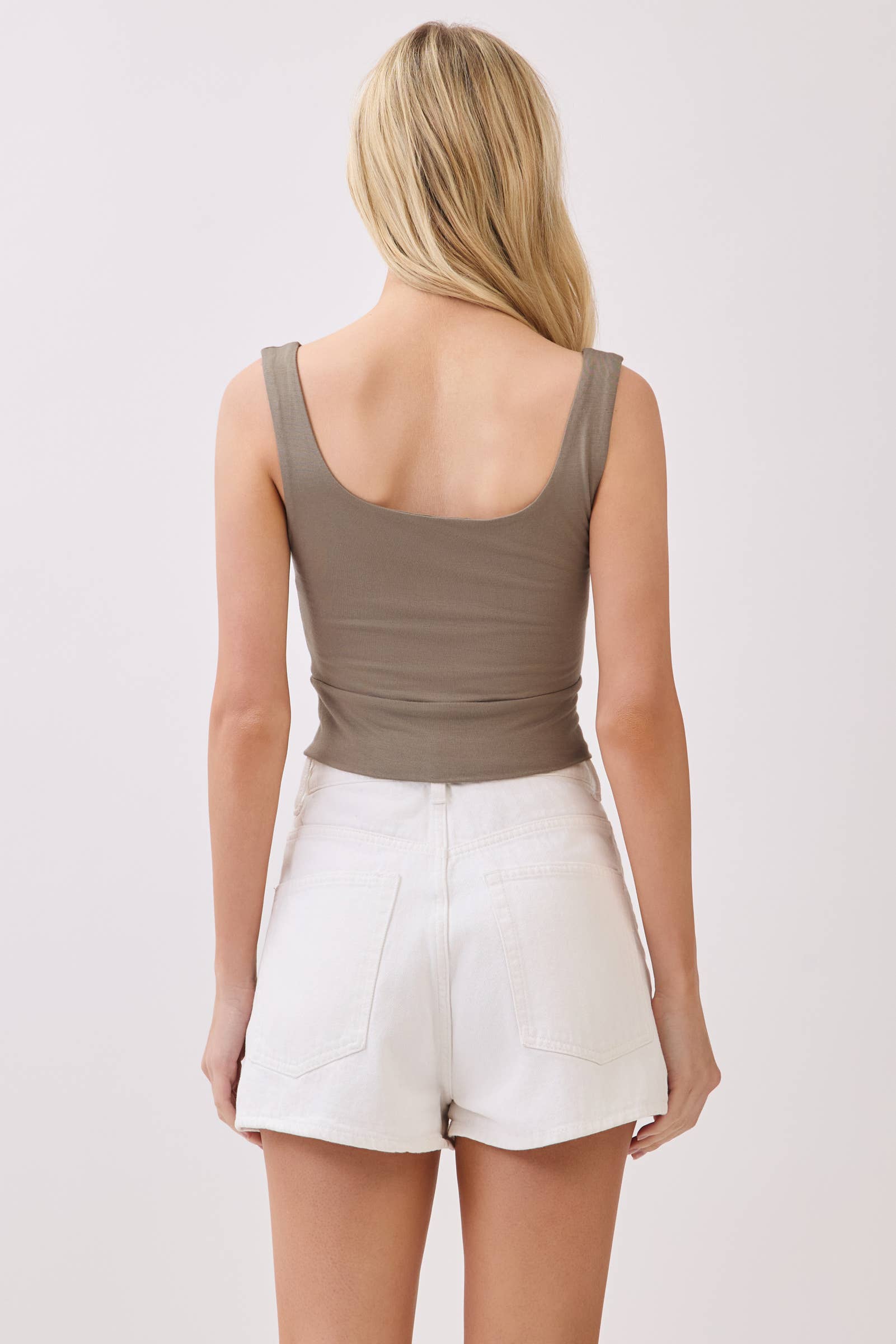 Final Touch - Wholesale Knit Top - Women's - Square Neck Fitted Crop Top - T1685960