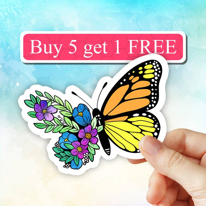 Autocollant Monarch Butterfly, autocollant en vinyle pour ordinateur portable pour la vente par Neya Sticker Shop