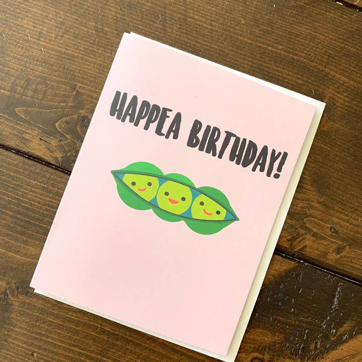 Papermain - Wholesale Birthday Card - Peas in a Pod Birthday Card - A2 Handmade Card, Punny Vegetable Pea Pods Card with foiled lettering4