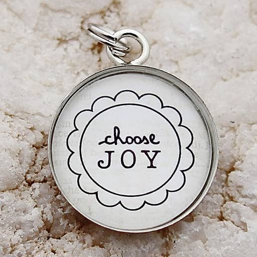Jennifer Dahl Designs LLC - Wholesale Pendant/Charm Necklace - Choose Joy Flower Round Charm0