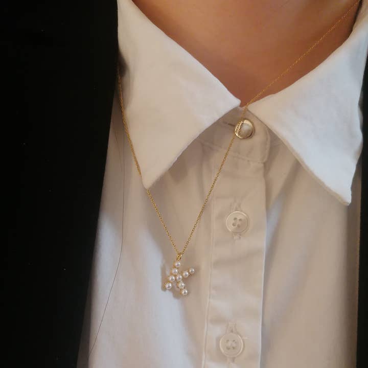 Steel Necklace Initial Letter K Beads for wholesale by Bijoux 7bis