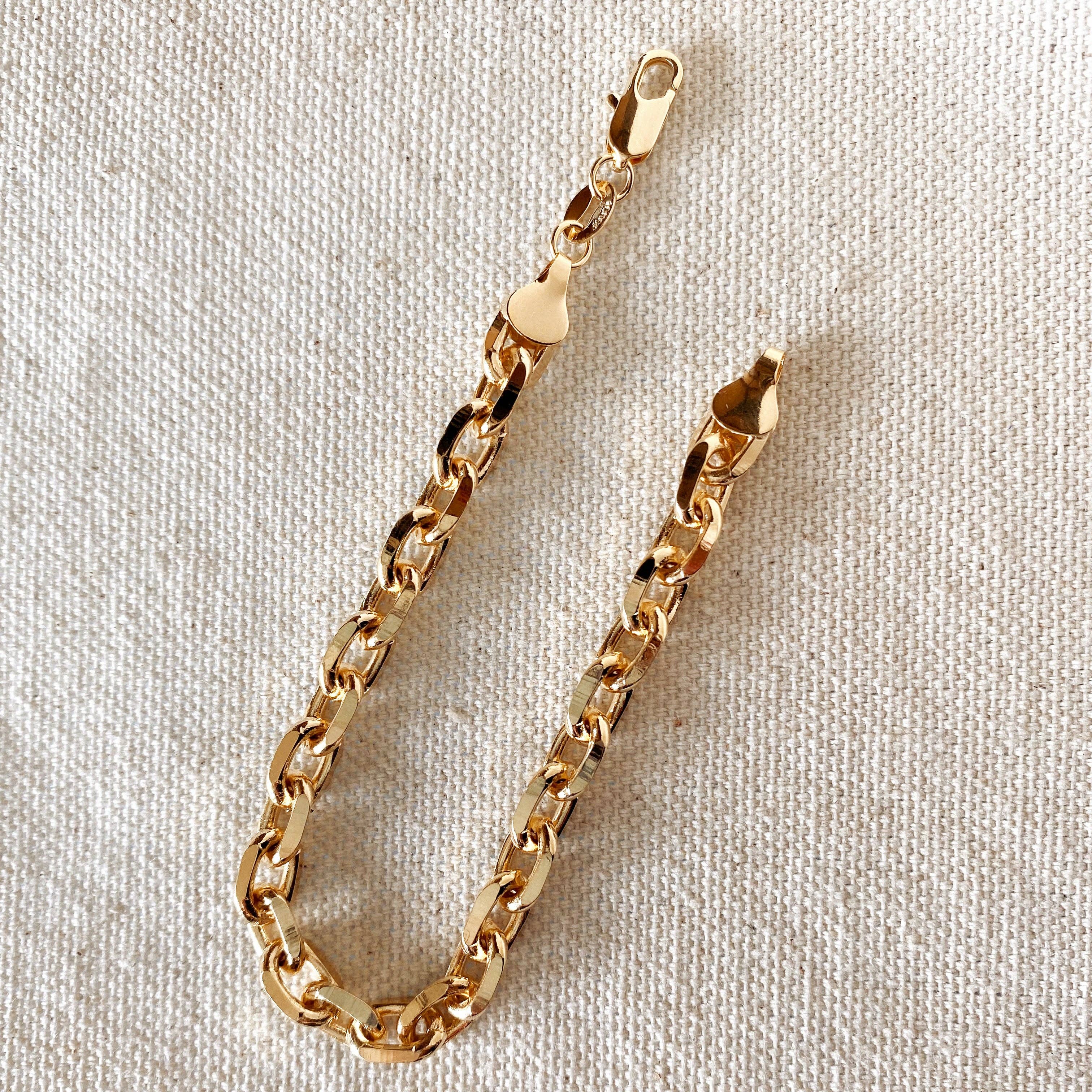 GoldFi - Wholesale Link & Chain Bracelet - 18k Gold Filled 7mm Link Bracelet2