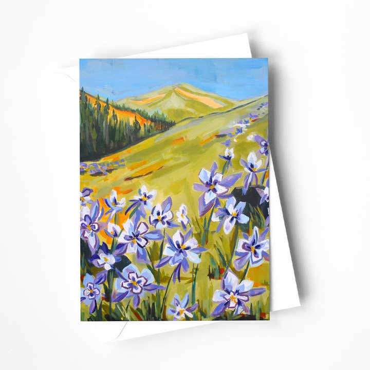 Tarjeta Columbine Meadows para venta al por mayor de Kaley Alie Art