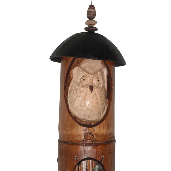 Cohasset Gifts - Wholesale Wind Chime - Jendela w/Owl bamboo Wind Chime1
