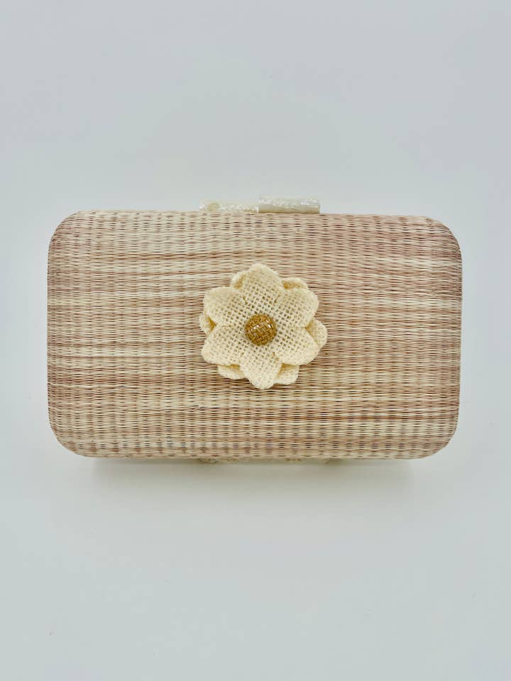 Natural Handwoven Buri Palm Clutch Bag - Pick A Handle for wholesale by Ann Gaylord Bags