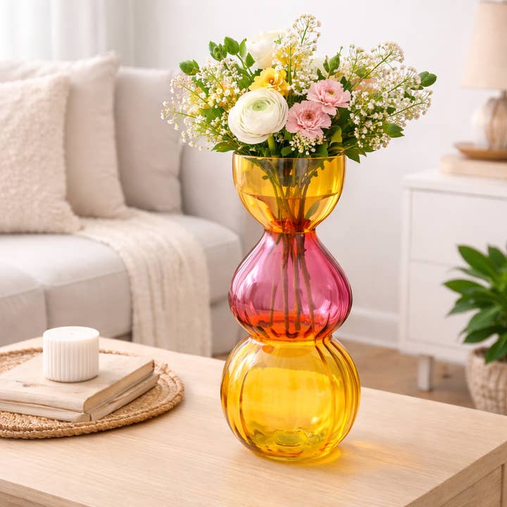 Vase | 14" Long Gleaming Bubble Glass Vase for wholesale by ExpoBazaar
