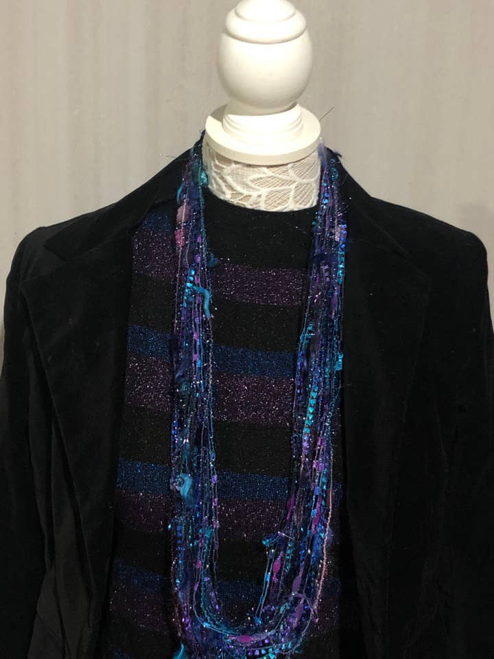 Sciarpa LaPetite Infinity turchese e viola - Fatta a mano per la vendita all'ingrosso da parte di Scarves of Westwood