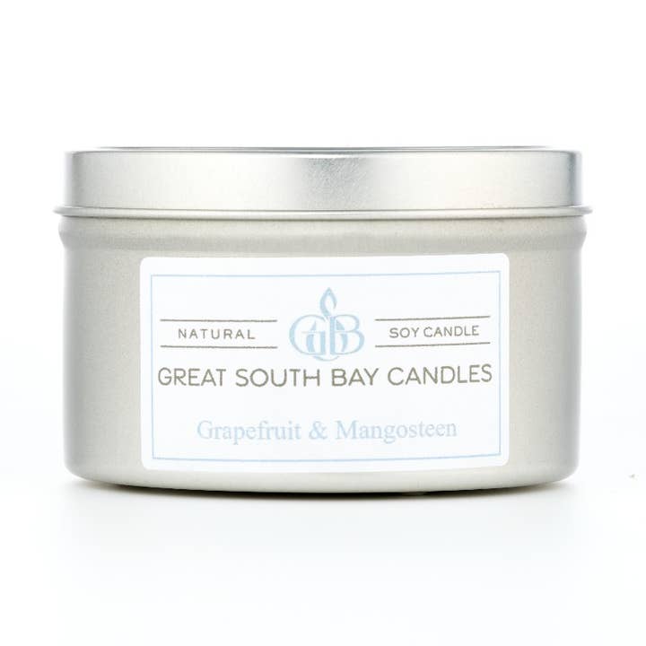 Grapefruit & Mangosteen Candle Travel Tin for wholesale by Great South Bay Candle Company