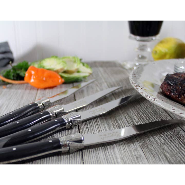 French Home - Wholesale Knife Set - French Home Laguiole Steak Knives, Set of 4, Black