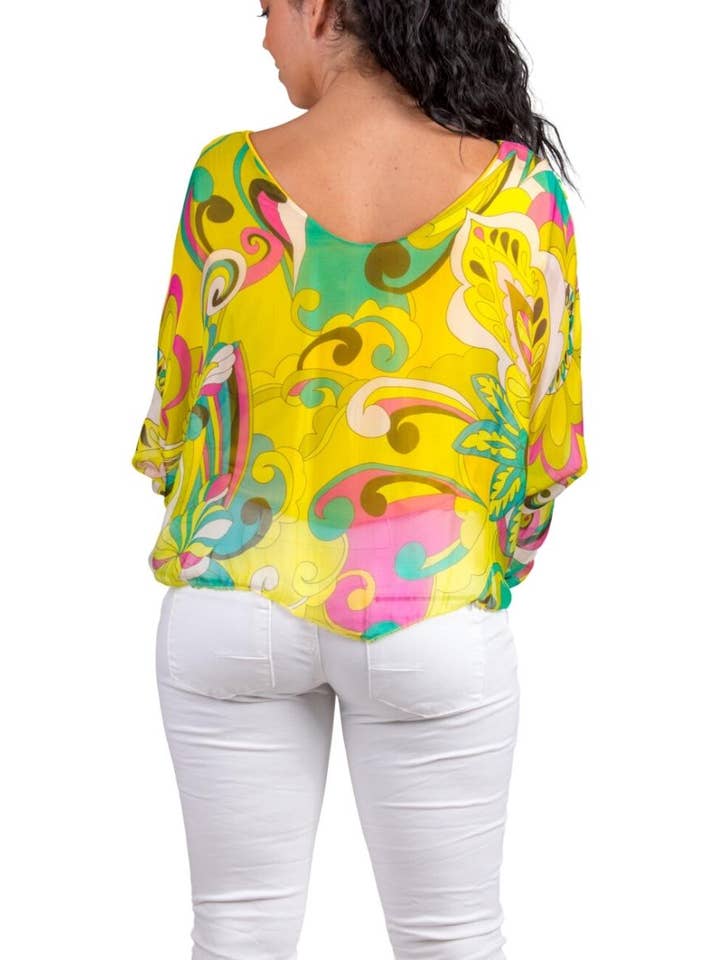 Gigi Moda - Wholesale Blouse - Women's - Groovy Dolman Sleeve Silk Crop Top4