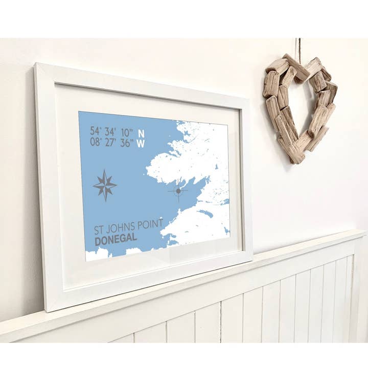 St John's Point, Donegal Coastal Map Print for wholesale by SeaKisses
