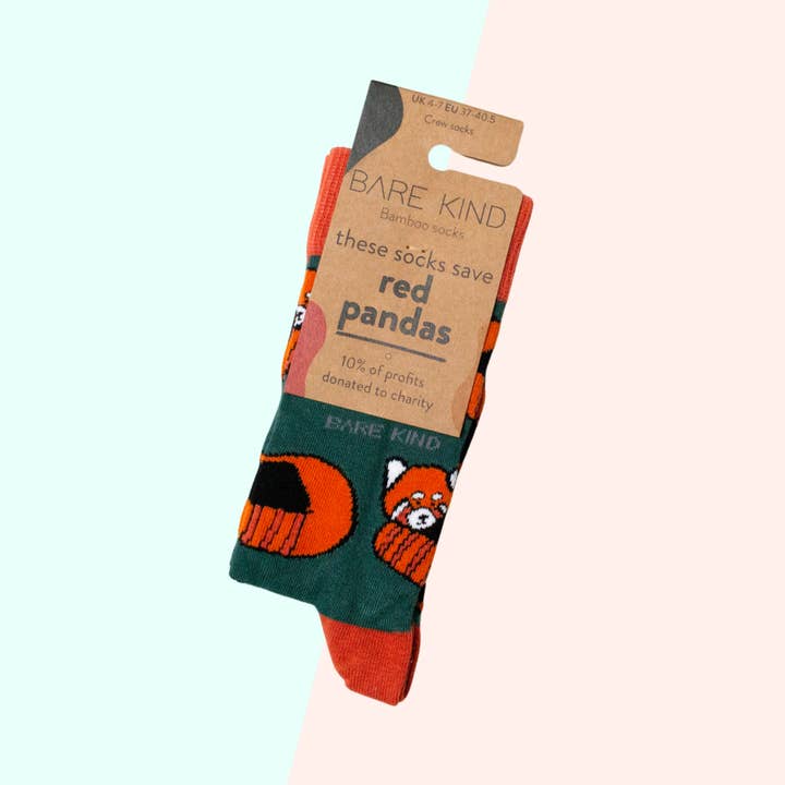 Bare Kind Socks - Wholesale Sokken - Uniseks - Rode Panda sokken | Bamboesokken | Groene sokken1