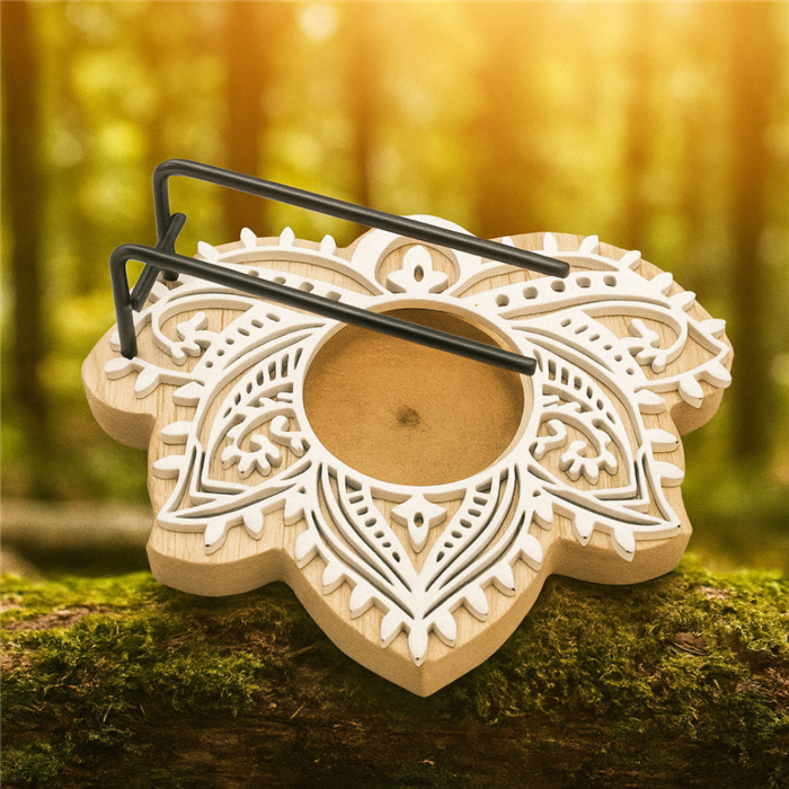 Green Tree - Wholesale Incense Holder - Palo Santo & White Sage Burner Lotus (Natural Wood)2