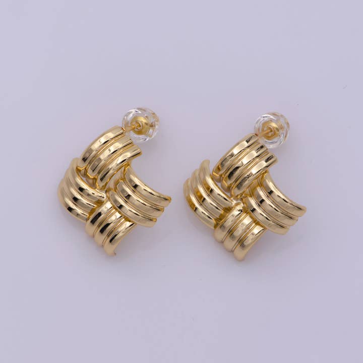 Aim Eternal - Wholesale Stud/Post Earrings - Dainty Classic Woven Knot Post Stud Earring 18k Gold Filled Earring1