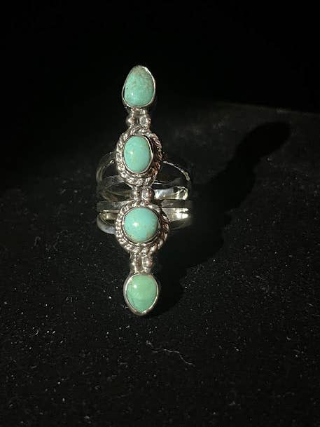 Four Stone Sterling Silver Ring | Real Turquoise for wholesale by Regul Silver
