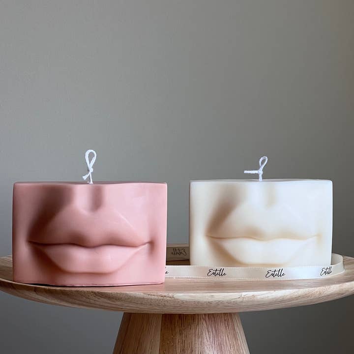Lips Soy Wax Candle | Aesthetic Minimalist Decor, Handmade for wholesale by Estelle Studio