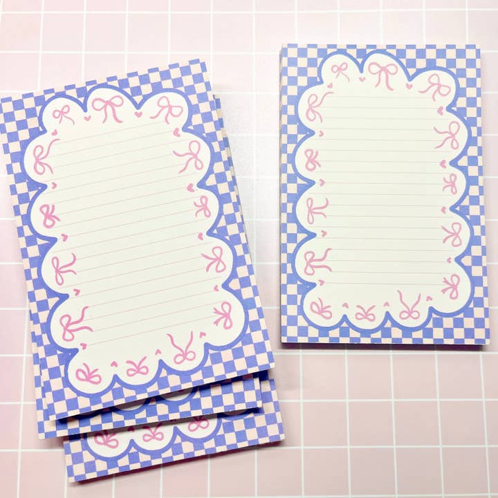 Sonny Rising - Wholesale Notepad - 4x6 Notepad, Pink Bow Scallops