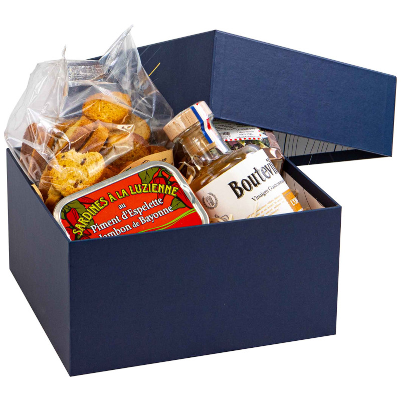 Deffrennes - Vendita all'ingrosso Confezioni regalo - Scatola di cartone quadrata blu Abyss 21x19,5x10,5 cm1