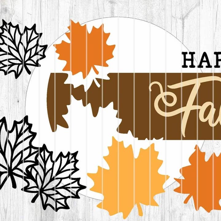 DIY Pendentif de Porte Feuilles d'Érable Heureux Automne | Panneau en Bois pour la vente par Kate's Blanks