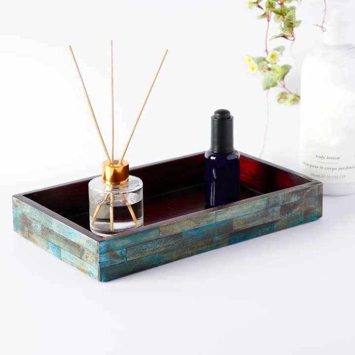 Vanity Trays Verdigris Pattern Bone Inlay Collection in 10x6 for wholesale by Muqeem & Brothers