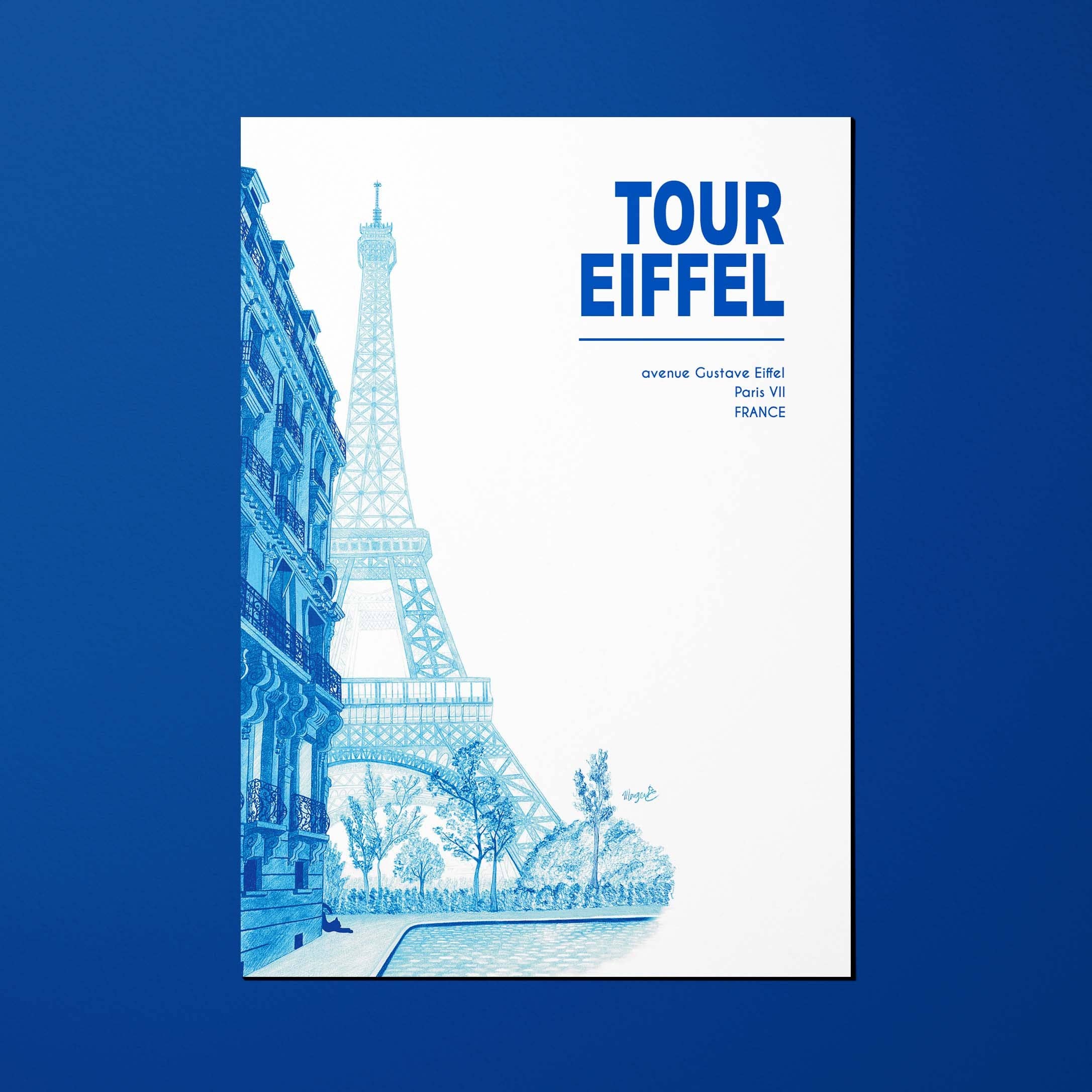 Oneart - Wholesale Postcard - Postcard The City in Blue Eiffel Tower - LVB00010
