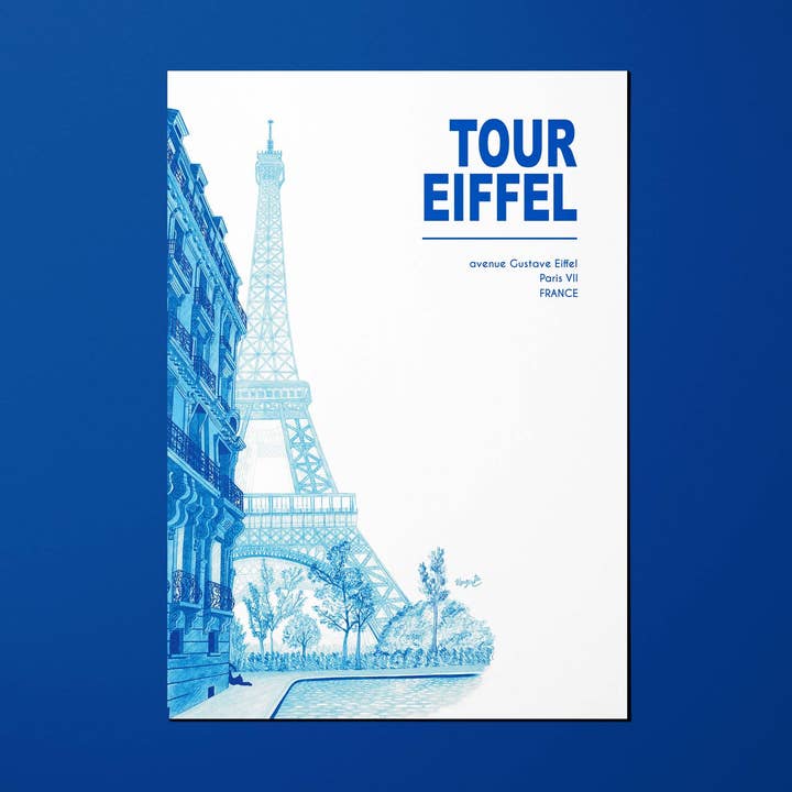 Oneart - Wholesale Postcard - Postcard The City in Blue Eiffel Tower - LVB00010