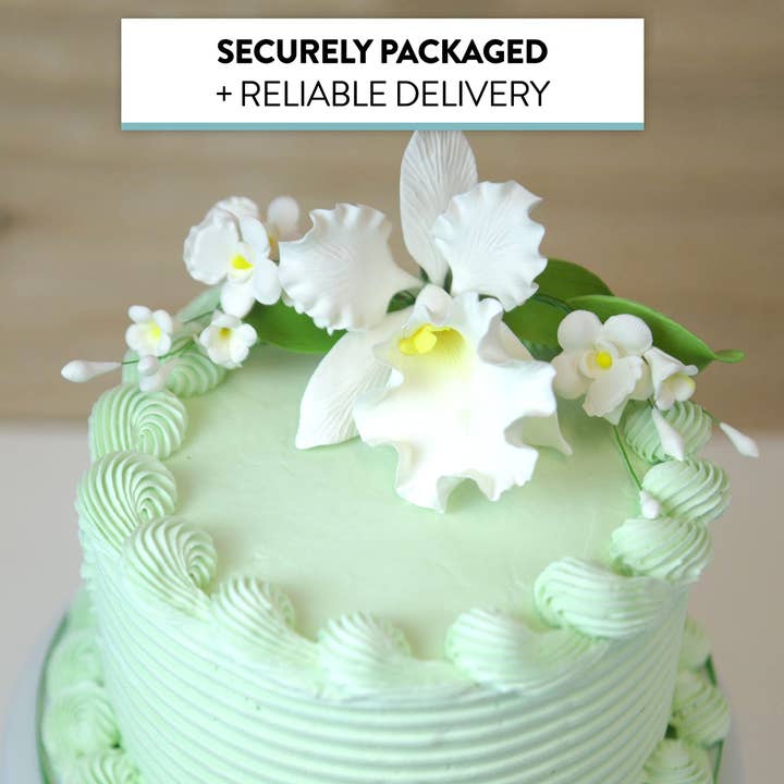 Global Sugar Art – wholesale Artificial flowers – Orchid Sugar Cake Flower Sprays, White Cattleya Arched Orchid Spray, by Global Sugar Art5