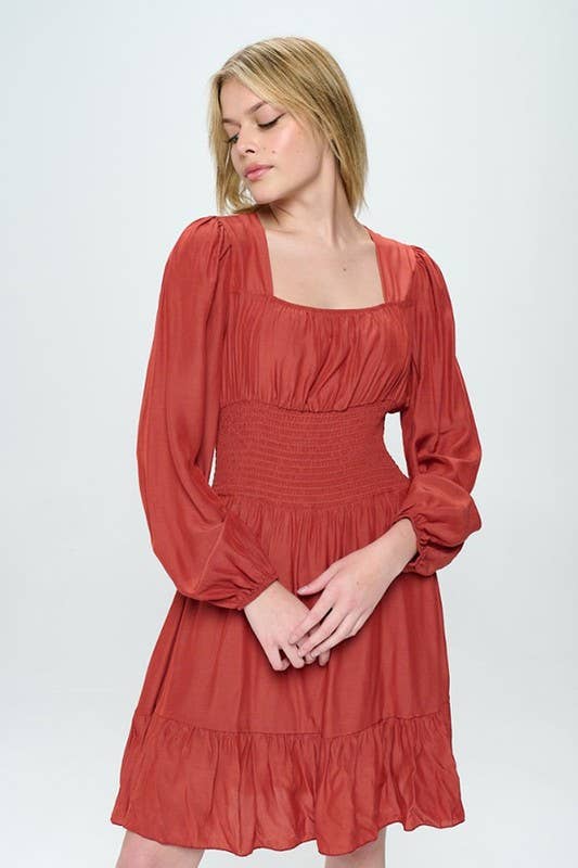 Hesperus - Wholesale Dress - Women's - Smocked Waist Square Neck Dress8