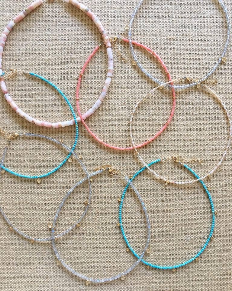 gold & gray - Wholesale Beaded/Pearl Necklace - Turquoise & Pave Oval Drops Necklace2