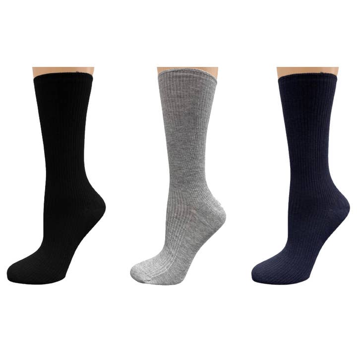 Women's Diabetic Arthritic Rayon and Bamboo Crew Socks 3-Pair Packs for wholesale by Wear Sierra