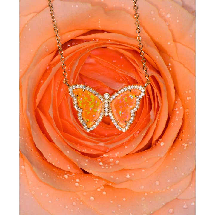 Kamaria Jewelry - Wholesale Pendant/Charm Necklace - Opal Butterfly Necklace With Crystals30