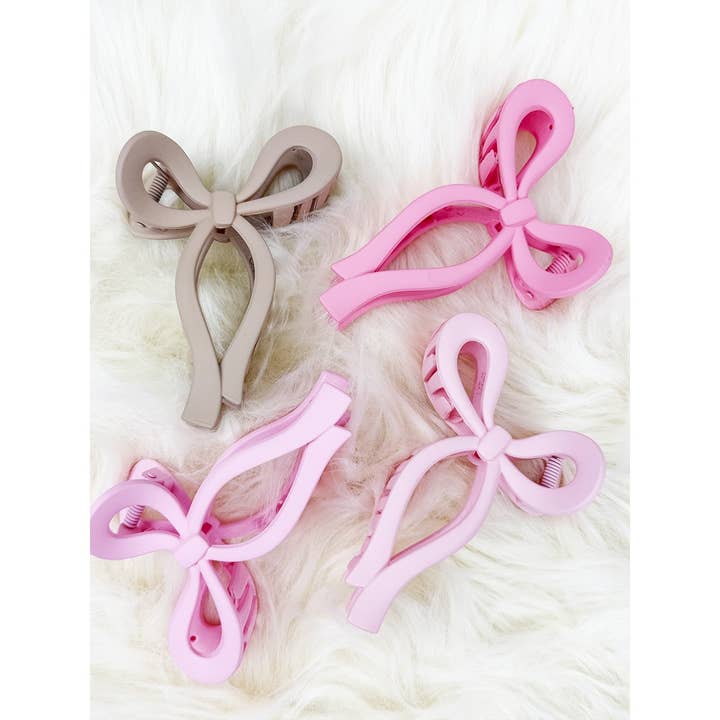MIX COLOR Assorted Pink and Taupe Shades of Bow Clip for wholesale on Faire6