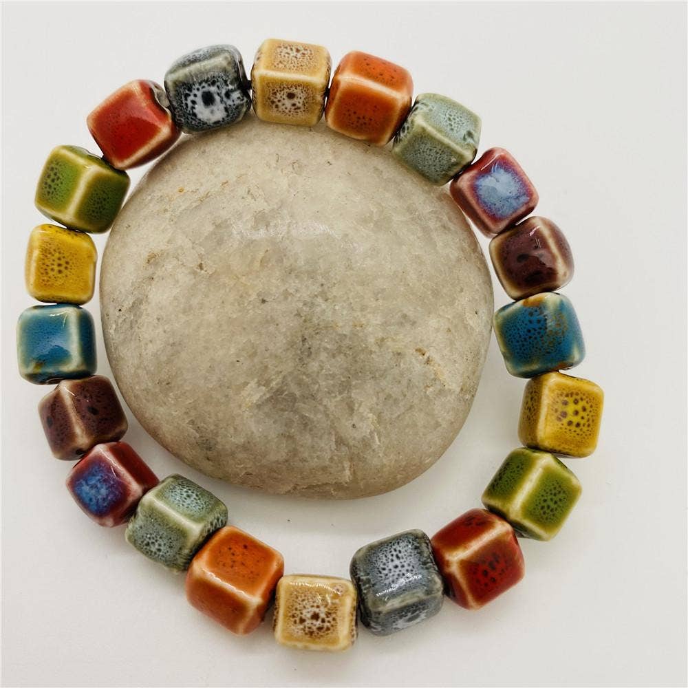 Mio Queena - Wholesale Beaded Bracelet - Colored Glazed Ceramic Elastic Bracelets3