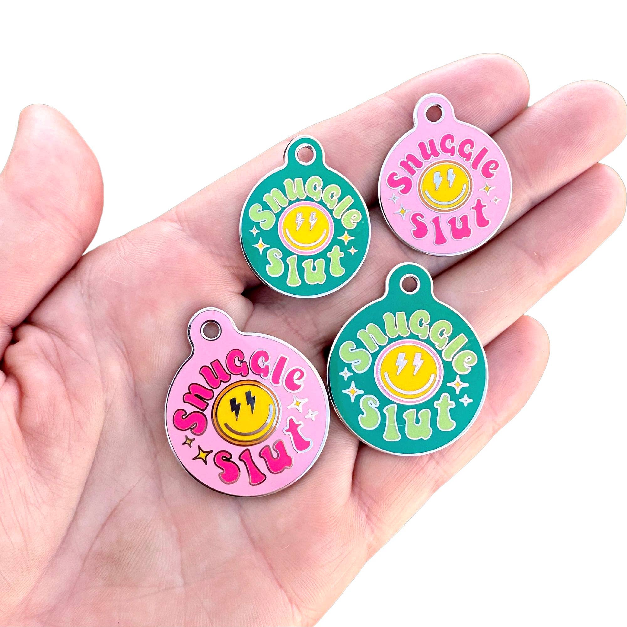 Bad Tags - Wholesale Pet Identification Tag - Cat/Dog - Enamel Dog Tag with Scannable ID - Snuggle Slut10