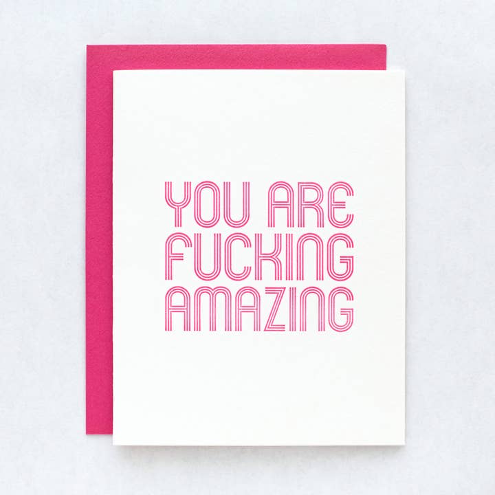 You Are Fucking Amazing Letterpress Card for wholesale by Cravings Media
