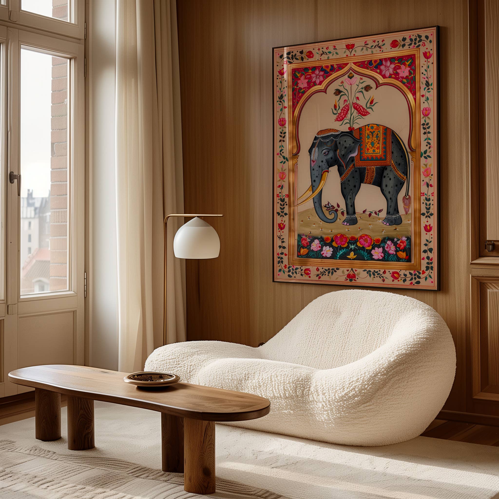 IuliiaArtPrints - Wholesale Art Print - Indian Folk Art – Majestic Elephant with Floral Frame Print6