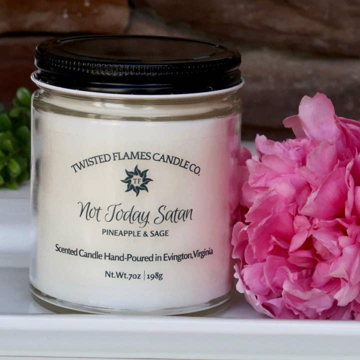 Twisted Flames Candle Co. LLC. - Wholesale Jar/Filled Candle - Not Today Satan (Pineapple & Sage)