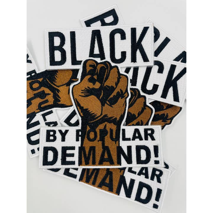 Black By Popular Demand® Medium Black "Power" Fist Patch for wholesale by HGC Apparel LLC