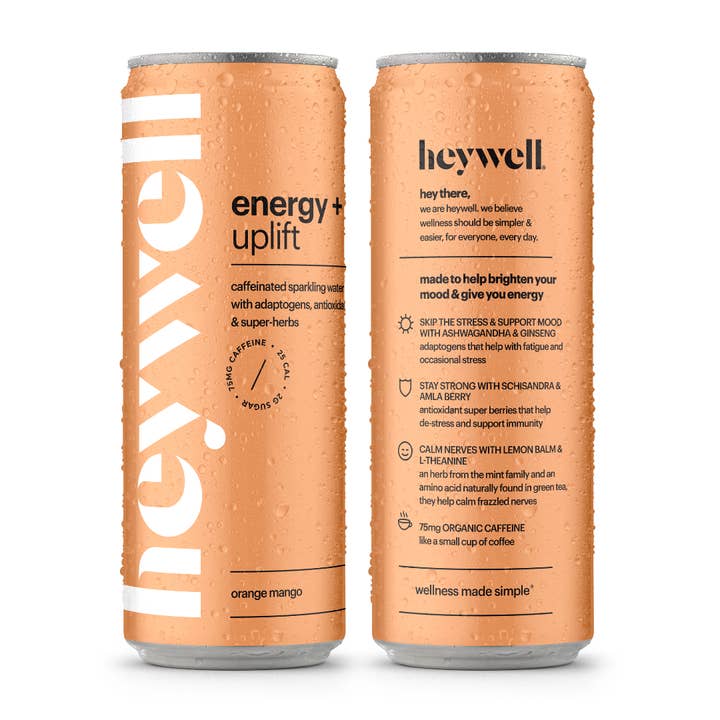 Heywell - Wholesale Sports/Energy Drink - heywell energy + lift sparkling orange mango - 12 pk cans