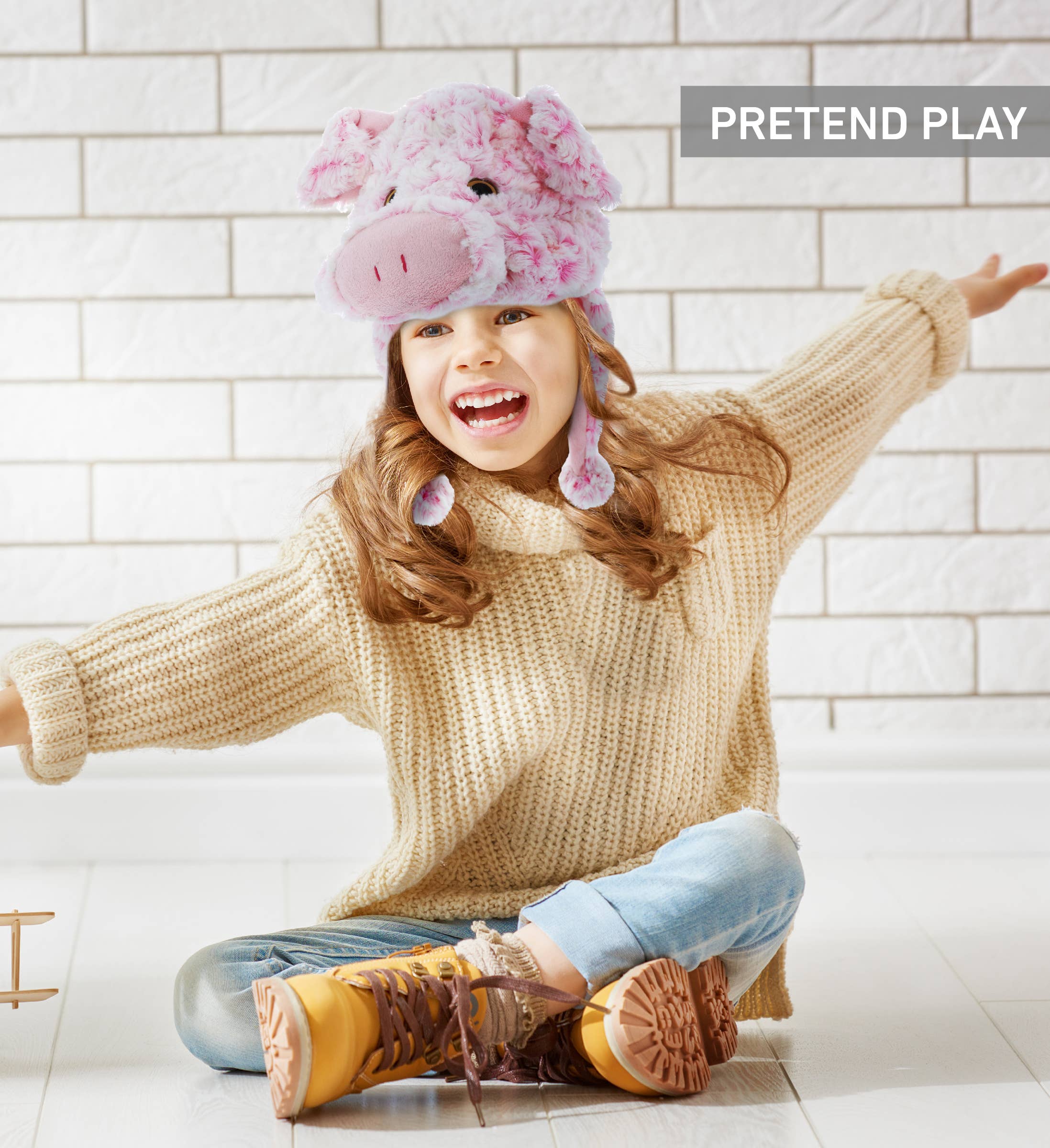 Cota Global - Wholesale Kids Hat - Kids - Super Soft Plush Hat - Pig6