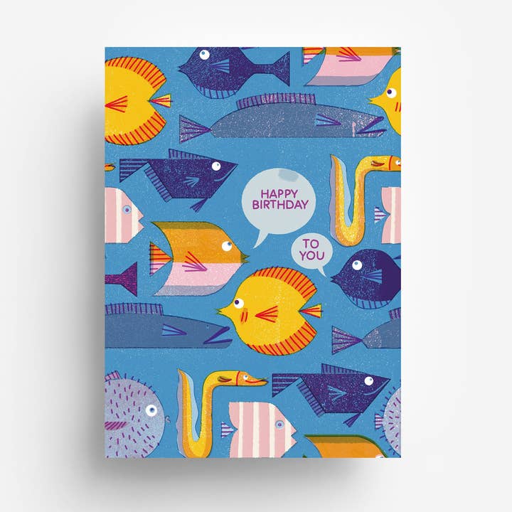 Birthday Fishes Postcard DIN A6 for wholesale by jungwiealt