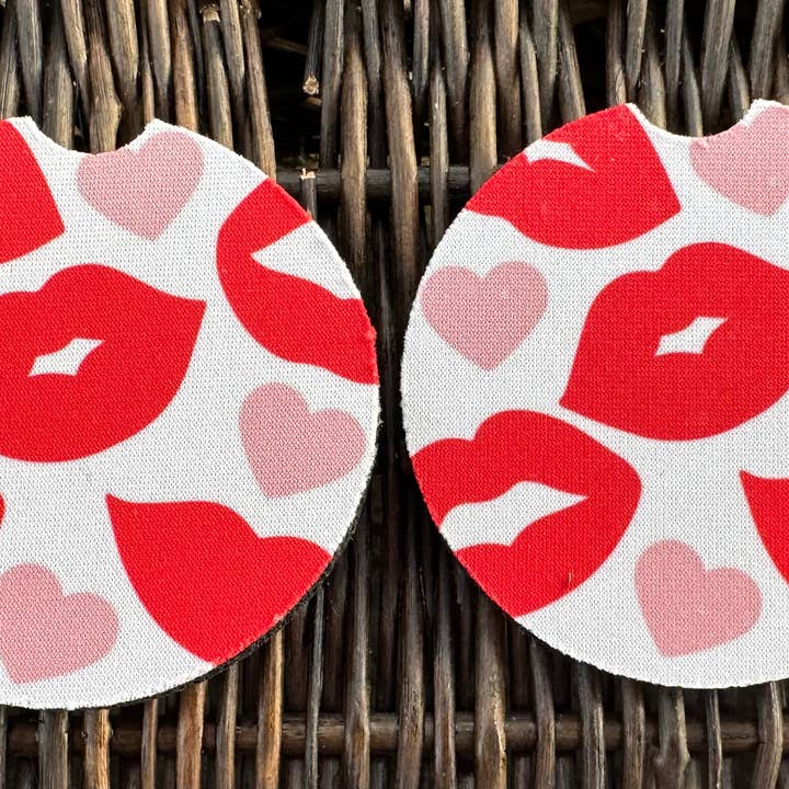 Sous-verres pour voitures Lips & Hearts pour la vente par Evie Rose