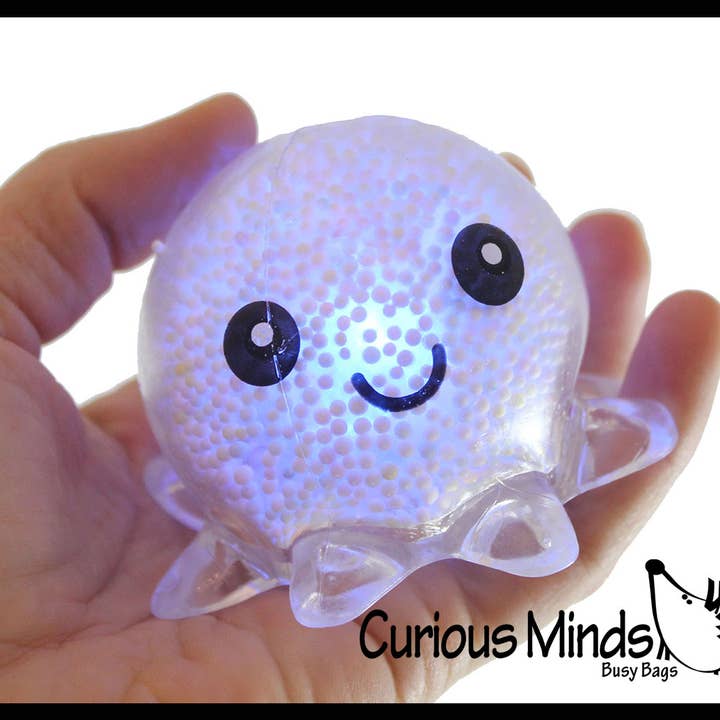 Curious Minds Toys – wholesale Fidget Toy - Barn – 1 Light Up Octopus - Luft och frigolit Bead Filled Squeeze7