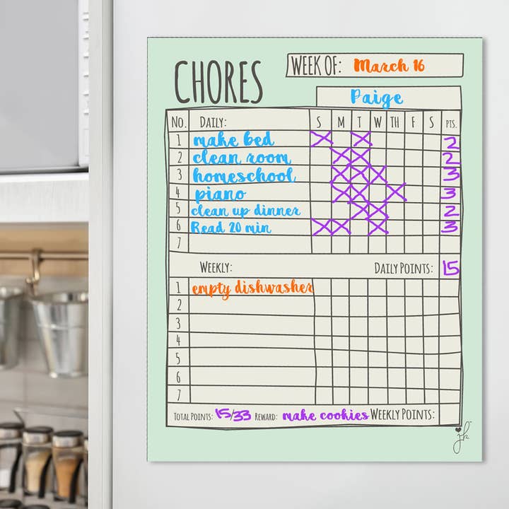 Tableau des tâches magnétiques pour enfants, effaçable à sec en 3 couleurs pour la vente par Jennakate