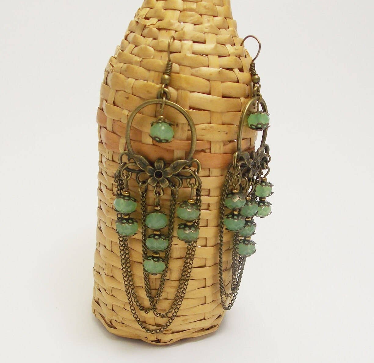 Ninolia - Wholesale Dangle Earrings - Renaissance Earrings for Her Jade Earrings Exotic Jewelry Chain Jewelry Chain Earrings Extra Long Earrings Chandelier Earring3