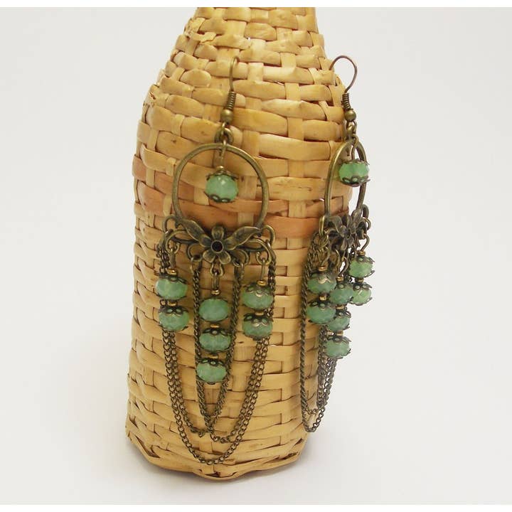 Ninolia - Wholesale Dangle Earrings - Renaissance Earrings for Her Jade Earrings Exotic Jewelry Chain Jewelry Chain Earrings Extra Long Earrings Chandelier Earring3