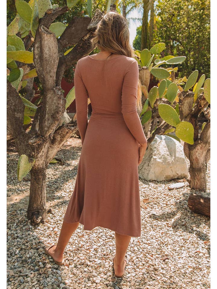 Lovestitch - Wholesale Dress - Women's - Chic Bamboo Micro Rib Knit Midi Dress3