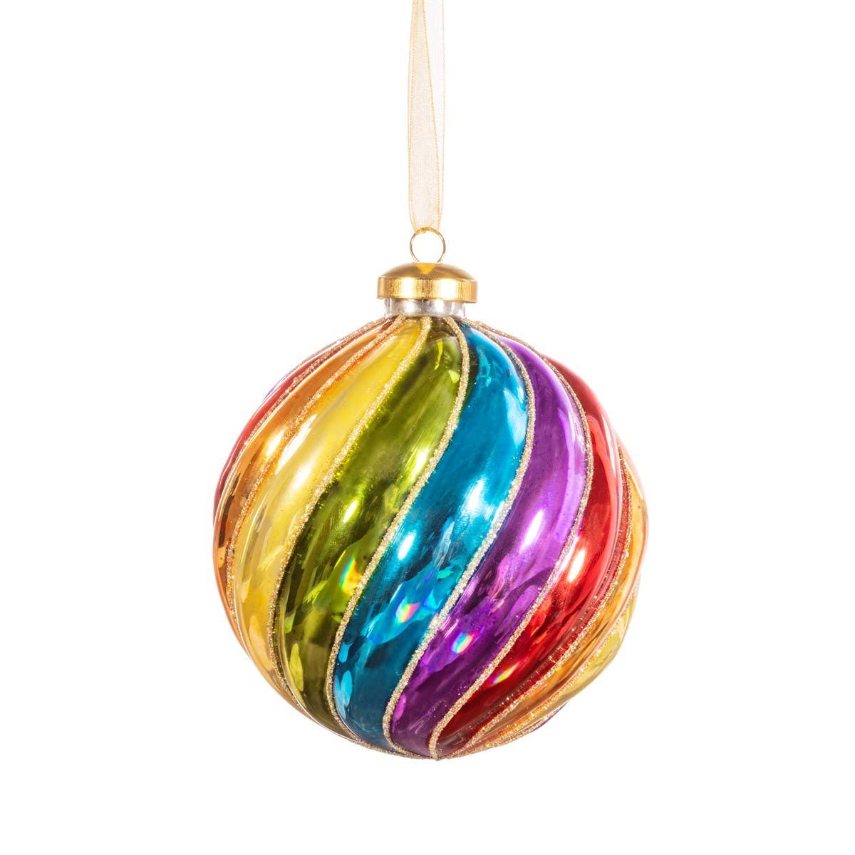 Sass & Belle Europe - Vente Décoration de Noël - Boule arc-en-ciel en spirale0